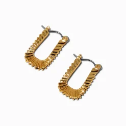 Créoles rectangulaires texturées couleur dorée