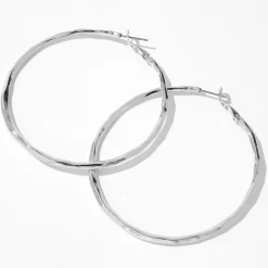 Créoles style métal fondu 80 mm couleur argentée