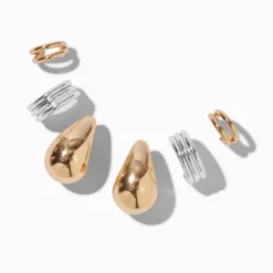 Créoles superposables haricot en métaux mixtes - Lot de 3