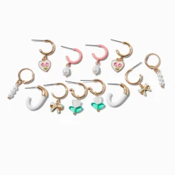 Créoles superposables roses - Lot de 6