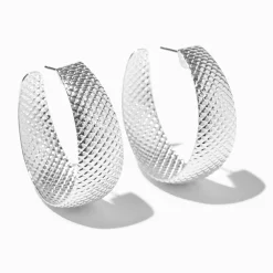 Créoles texturées couleur argentée