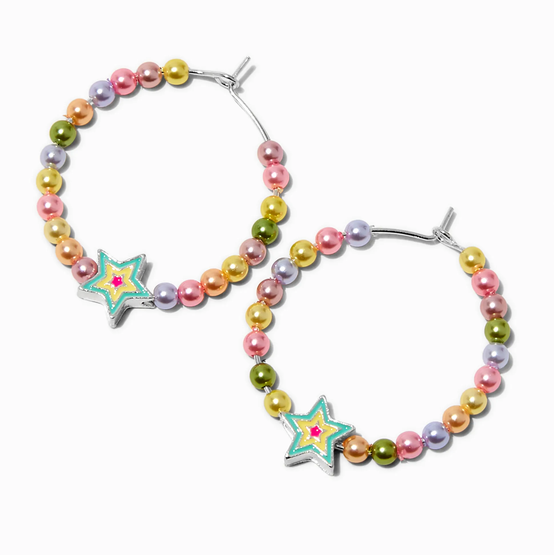 Créoles étoile perlées arc-en-ciel