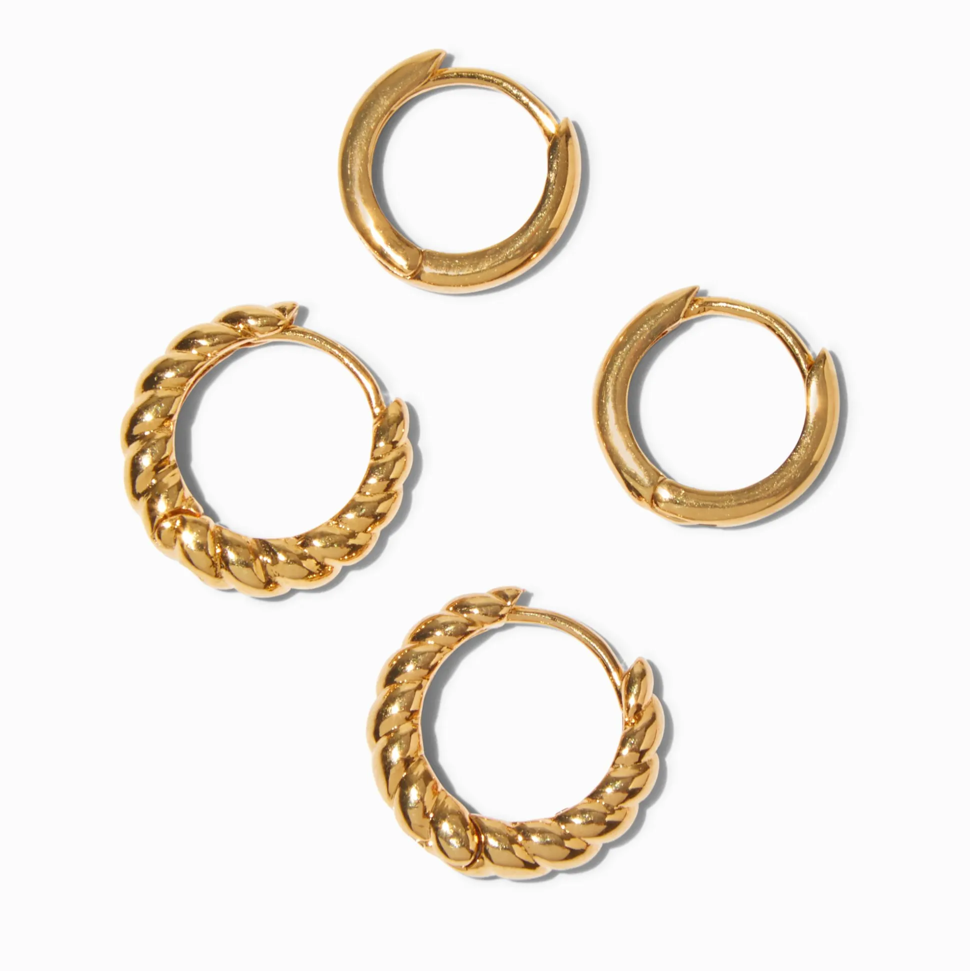 Créoles torsadées 8 et 10 mm couleur doré jaune C LUXE by Claire's - Lot de 2