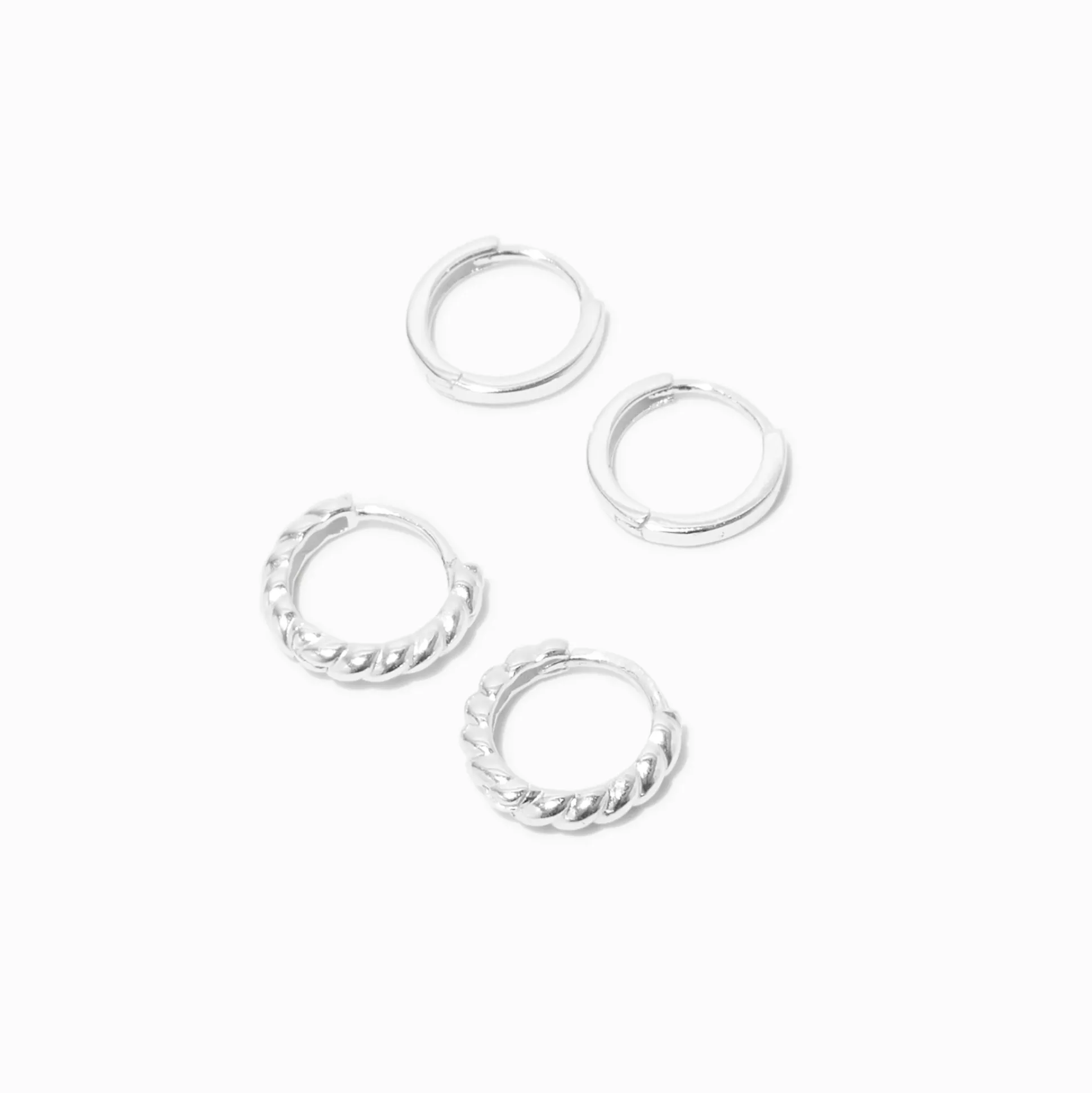 Créoles torsadées 8 et 10 mm couleur argentée C LUXE by Claire's - Lot de 2