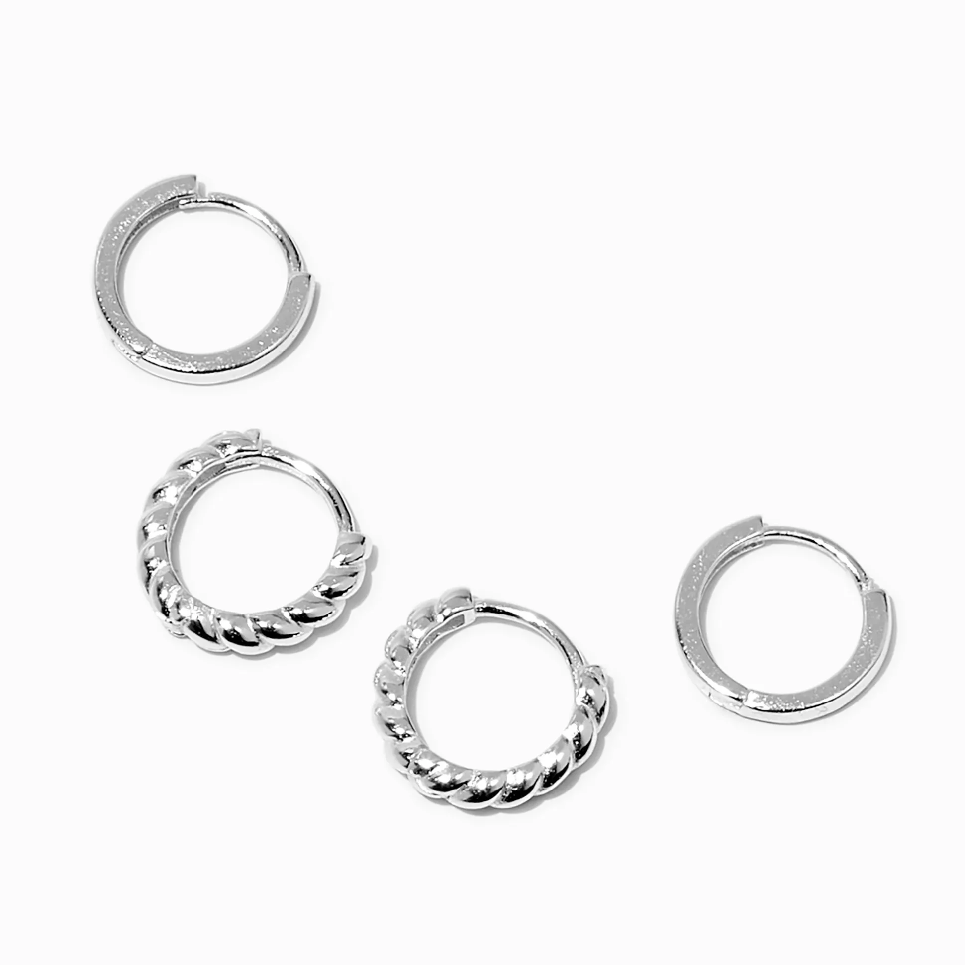 Créoles torsadées 8 et 10 mm couleur argentée C LUXE by Claire's - Lot de 2