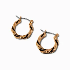 Créoles torsadées 20 mm noires et couleur dorée