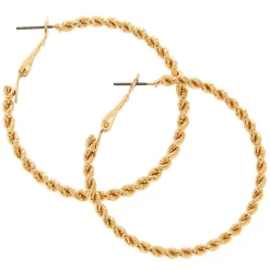 Créoles torsadées texturées couleur doré 50 mm