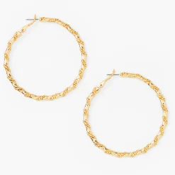 Créoles tressées torsadées 60 mm couleur dorée