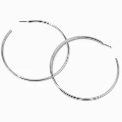 Créoles tubulaires 80 mm couleur argentée