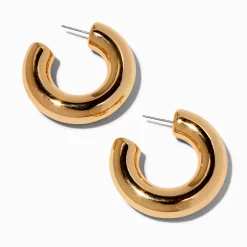 Créoles tubulaires 40 mm couleur dorée épaisses