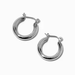 Créoles tubulaires 20 mm couleur argentée