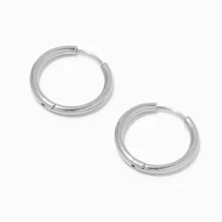 Créoles tubulaires 14 mm en titane couleur argentée - Collection C Luxe