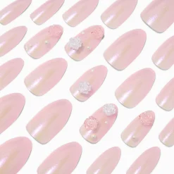 3D Rose & Pearl Stiletto Vegan Faux Nail Set - 24 Pack