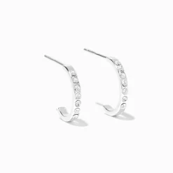 Demi-créoles strass en argent