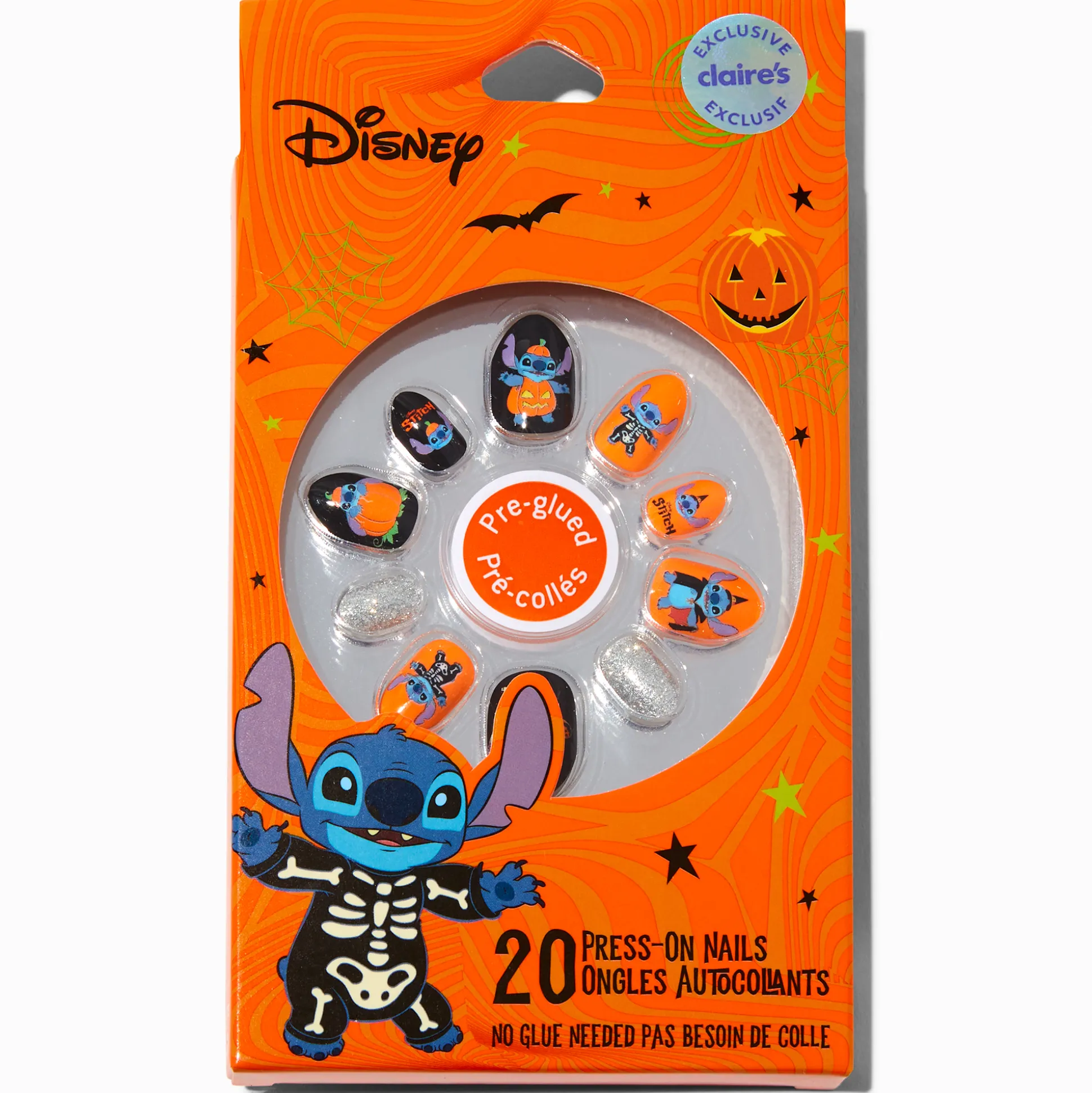 Disney Stitch Claire's Exclusive Halloween Stiletto Press On Faux Nail Set - 20 Pack