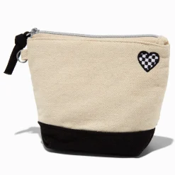 DIY Small Black Checkered Heart Coin Purse