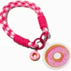 Dragonne pour portable pied-de-poule donut rose