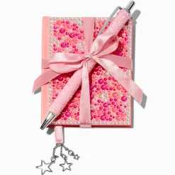 Ensemble cadeau stylo et mini carnet étoile bling-bling rose