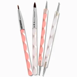 Ensemble d’outils nail art transparents et roses - Lot de 5