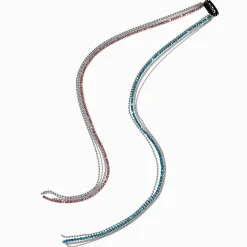 Extension de cheveux synthétiques chaîne strass bleus et roses