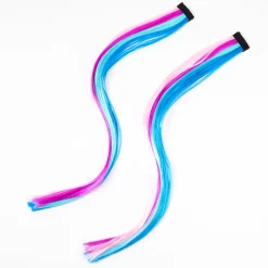 Extensions de cheveux synthétiques à clip avec rayures sirène - Lot de 2