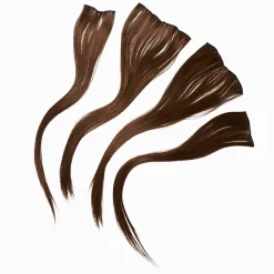 Extensions de cheveux synthétiques à clip pour cheveux marron clair - Lot de 4