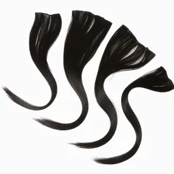 Extensions de cheveux synthétiques à clip noirs - Lot de 4