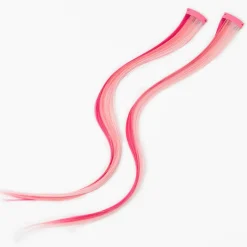 Extensions de cheveux synthétiques à clip avec dégradé rose - Lot de 2