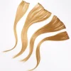 Extensions de cheveux synthétiques à clip pour cheveux blond caramel - Lot de 4
