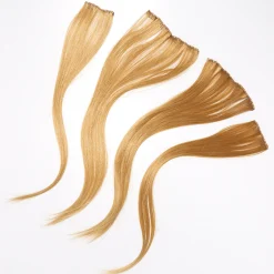 Extensions de cheveux synthétiques à clip pour cheveux blond caramel - Lot de 4
