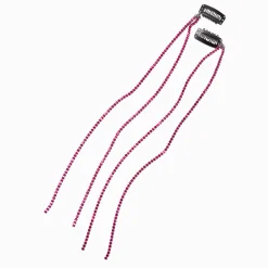 Extensions de cheveux synthétiques à clip avec strass roses - Lot de 2