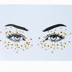 Eye-liner en strass avec amas de perles d'imitation et couleur dorée