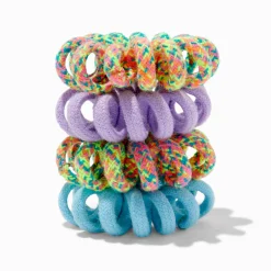 Fabric-Covered Spiral Hair Ties - 4 Pack