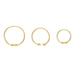 Faux anneaux de piercing de nez effet dégradé couleur dorée - Lot de 3