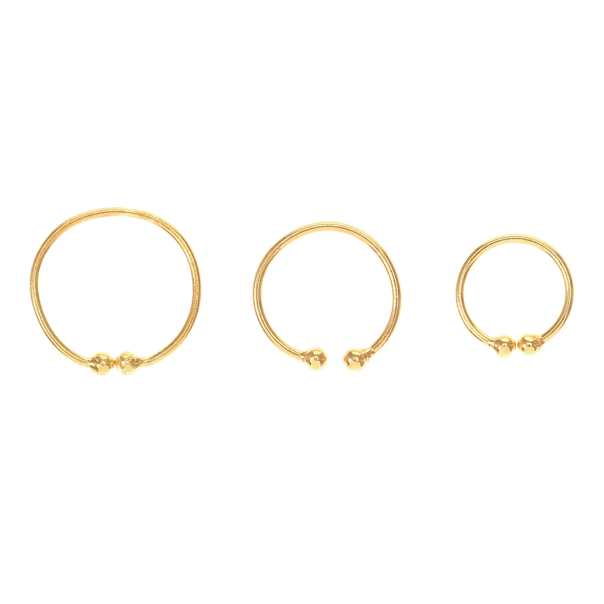 Faux anneaux de piercing de nez effet dégradé couleur dorée - Lot de 3