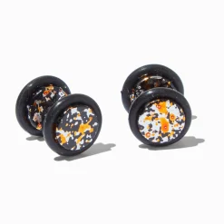 Faux écarteurs d'oreilles boutons éclaboussures orange