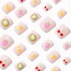 Faux ongles autocollants carrés salade de fruits - Lot de 24