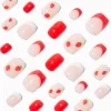 Faux ongles autocollants ballerine French manucure fraise - Lot de 24