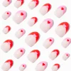 Faux ongles autocollants stiletto French manucure cœur - Lot de 24