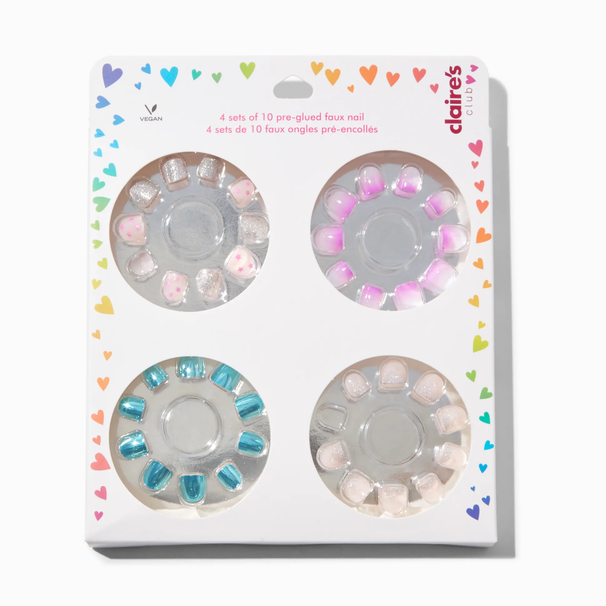 Faux ongles autocollants vegan assortis Claire's Club - Lot de 4