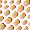 Faux ongles ballerine vegan autocollants French manucure arc-en-ciel - Lot de 24
