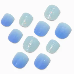 Faux ongles vegan autocollants dégradés bleus Claire's Club - Lot de 10