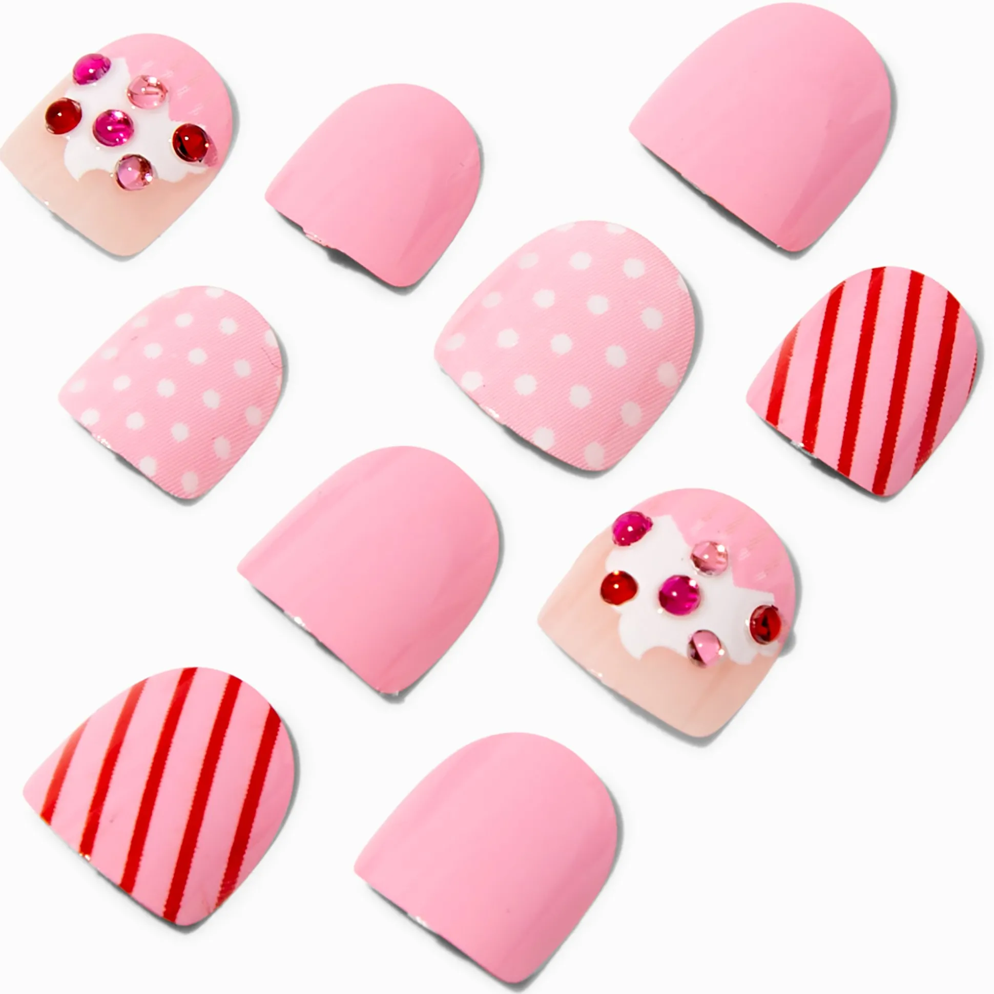 Faux ongles vegan autocollants cupcake Claire's Club - Lot de 10