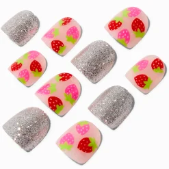Faux ongles vegan autocollants fraise Claire's Club - Lot de 10