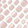 Faux ongles vegan autocollants carrés French manucure taille fine pailletés couleur argentée - Pack de 24