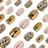 Faux ongles vegan autocollants stiletto léopard couleur dorée - Lot de 24