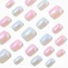 Faux ongles vegan carrés color block holographiques - Lot de 24