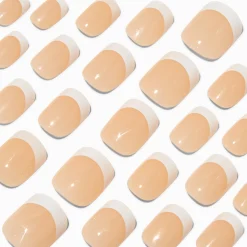 Faux ongles vegan carrés courts French manucure - Lot de 24