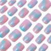 Faux ongles vegan carrés courts style glacé holographiques - Lot de 24