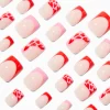 Faux ongles vegan carrés French manucure cœur rouges - Lot de 24